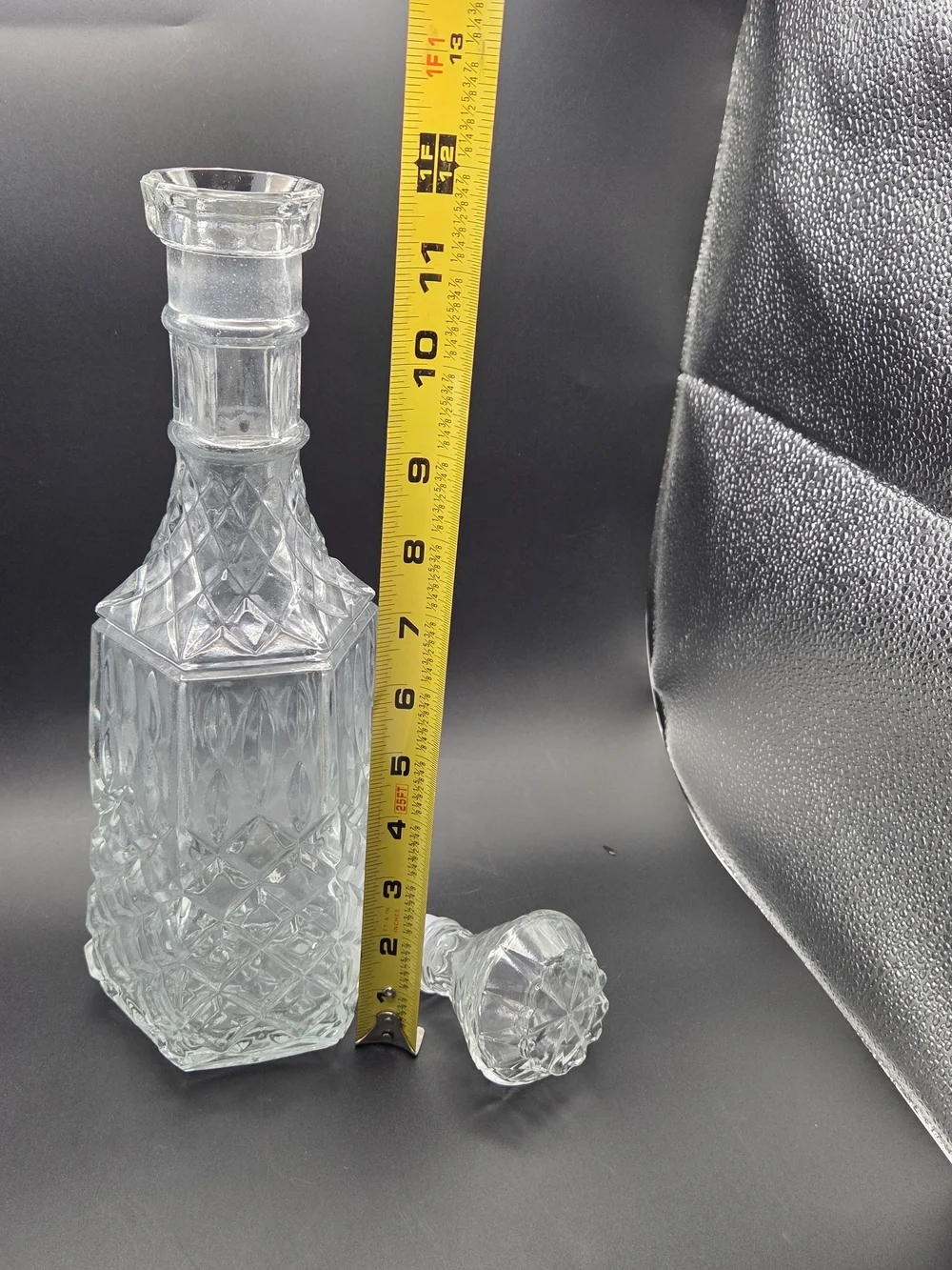 Vintage LIBBEY OF CANADA Glass Decanter & Stopper Diamond Pattern